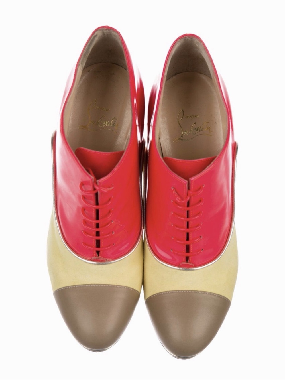 Christian Louboutin Round toe lace up booties.